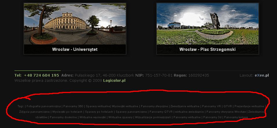 Słabo widoczne linki wewnętrzne w stopce strony to możliwa przyczyna filtru