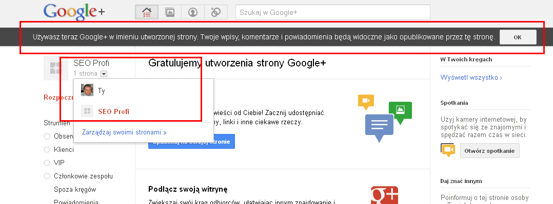 Profil biznesowy w Google+