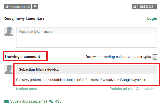 Widoczny jeden komentarz na Antyweb - reszta jest ukryta nadal