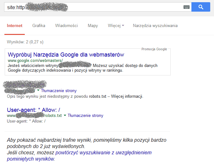 Strona Z i BEZ www to dla Google dwa różne adresy