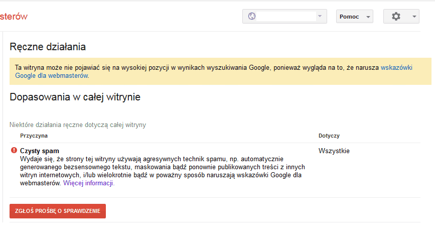 Zbanowana domena w eweblinku