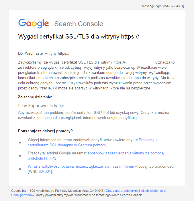 Wygasł certyfikat SSL/TLS dla witryny