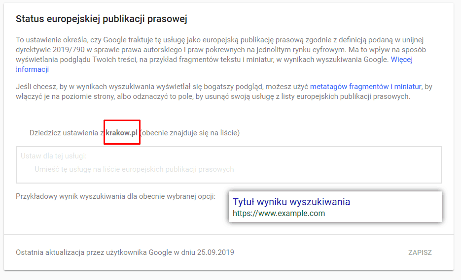 status europejskiej publikacji prasowej