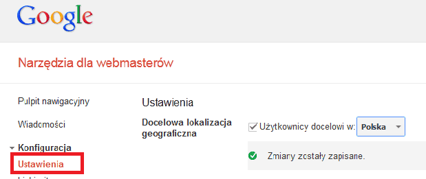 Docelowa lokalizacja geograficzna - ustawienie domeny w Narzedziach dla Webmasterów